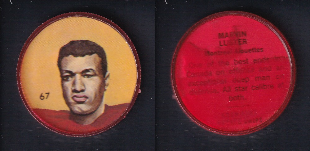 1963 CFL NALLEY'S FOOTBALL COIN #67 M. LUSTER photo