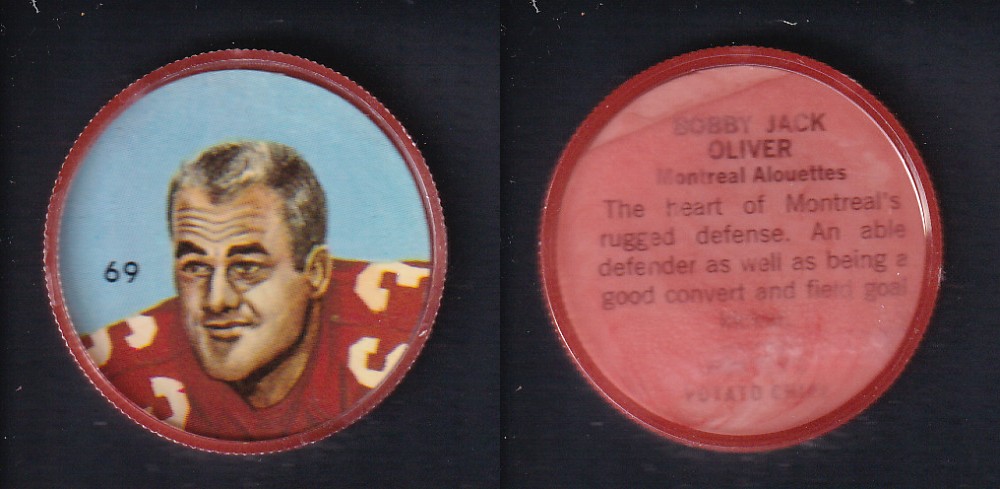 1963 CFL NALLEY'S FOOTBALL COIN #69 B. OLIVER photo