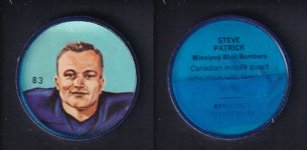 1963 CFL NALLEY'S FOOTBALL COIN #83 S. PATRICK photo