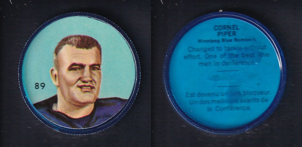 1963 CFL NALLEY'S FOOTBALL COIN #89 C. PIPER photo