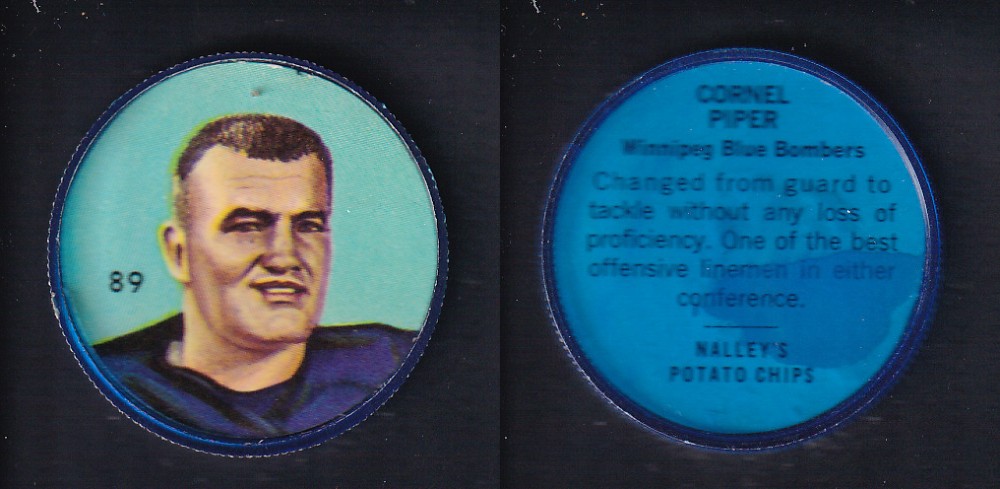 1963 CFL NALLEY'S FOOTBALL COIN #89 C. PIPER photo