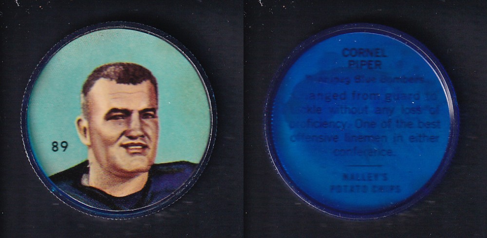 1963 CFL NALLEY'S FOOTBALL COIN #89 C. PIPER photo