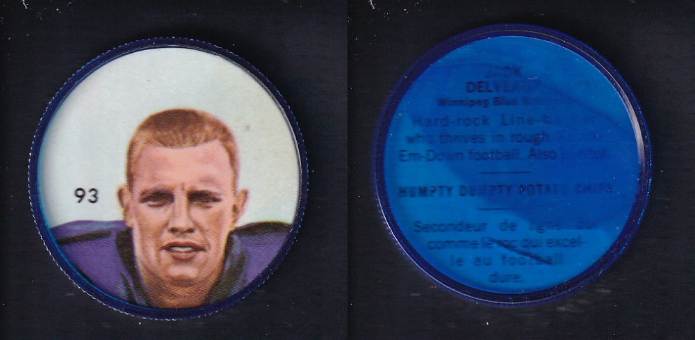 1963 CFL NALLEY'S FOOTBALL COIN #93 J. DELVEAUX photo