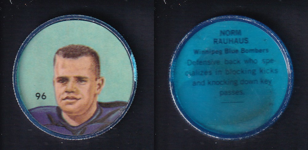 1963 CFL NALLEY'S FOOTBALL COIN #96 N. RAUHAUS photo