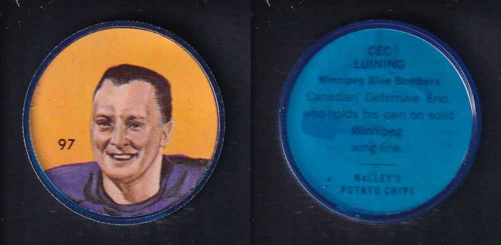 1963 CFL NALLEY'S FOOTBALL COIN #97 C. LUINING photo