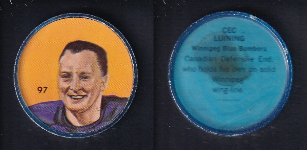 1963 CFL NALLEY'S FOOTBALL COIN #97 C. LUINING photo