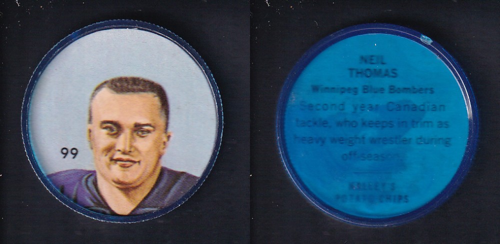 1963 CFL NALLEY'S FOOTBALL COIN #99 N. THOMAS photo