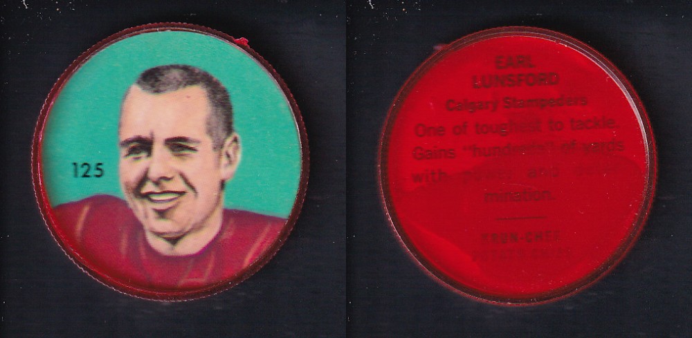 1963 CFL NALLEY'S FOOTBALL COIN #125 E. LUNSFORD photo