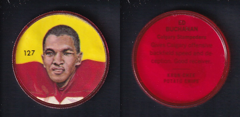 1963 CFL NALLEY'S FOOTBALL COIN #127 E. BUCHANAN photo