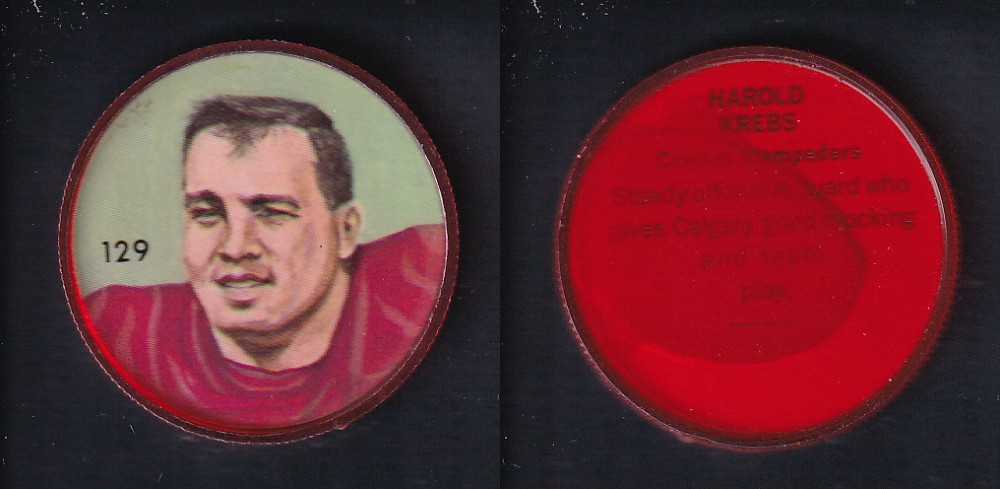 1963 CFL NALLEY'S FOOTBALL COIN #129 H. KREBS photo