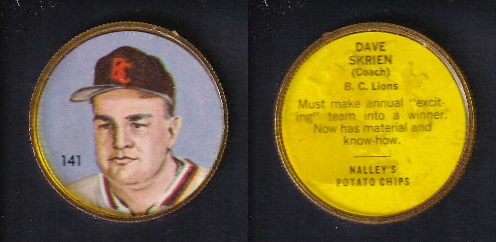 1963 CFL NALLEY'S FOOTBALL COIN #141 D. SKRIEN photo