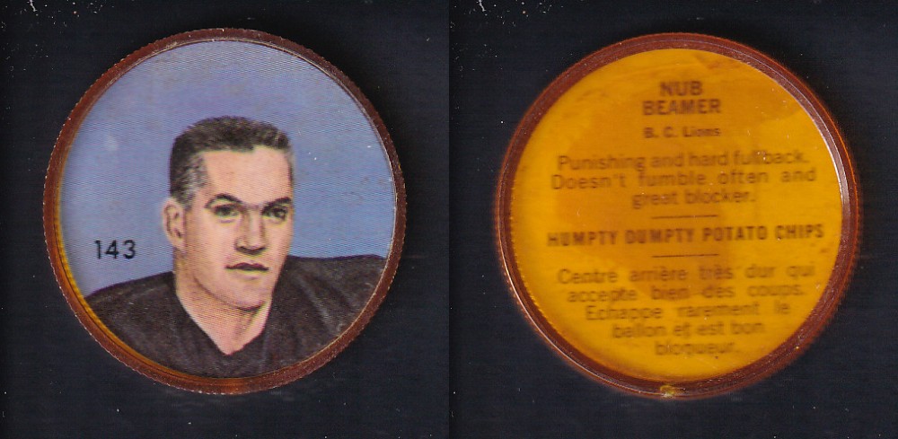 1963 CFL NALLEY'S FOOTBALL COIN #143 N. BEAMER photo
