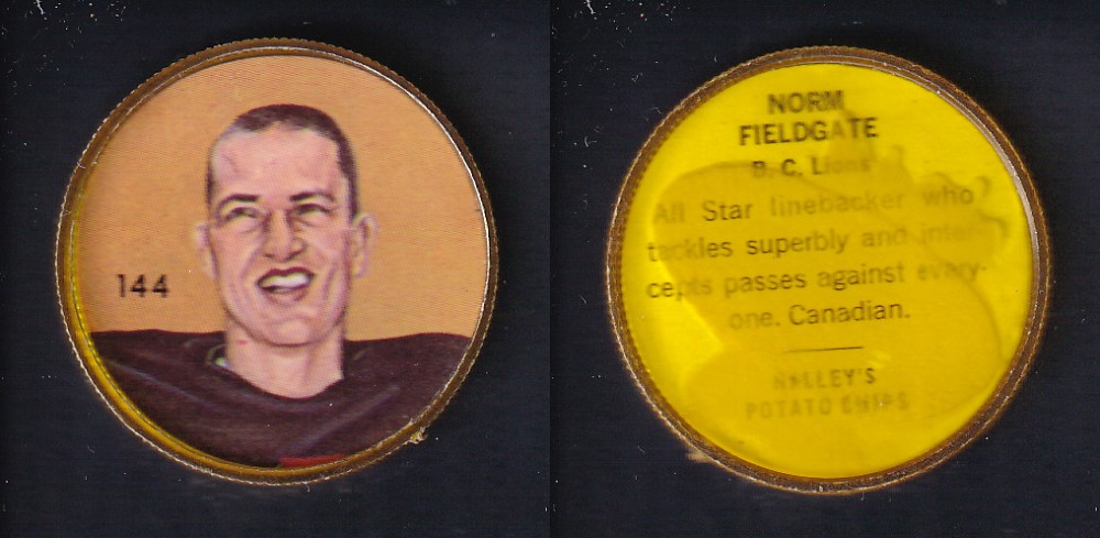 1963 CFL NALLEY'S FOOTBALL COIN #144 N. FIELDGATE photo