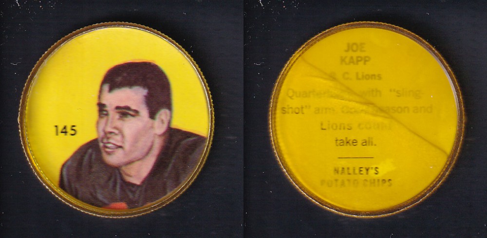 1963 CFL NALLEY'S FOOTBALL COIN #145 J. KAPP photo