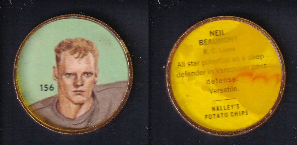 1963 CFL NALLEY'S FOOTBALL COIN #156 N. BEAUMONT photo