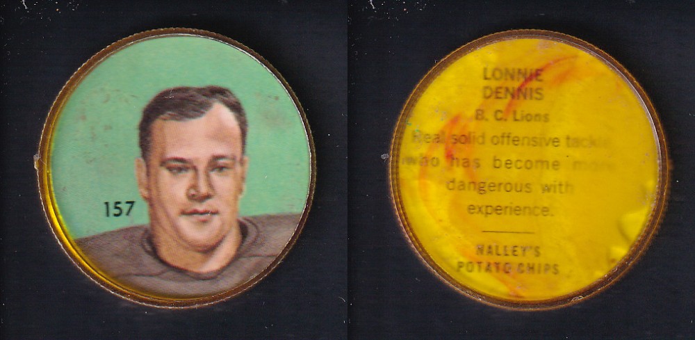 1963 CFL NALLEY'S FOOTBALL COIN #157 L. DENNIS photo