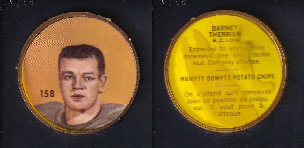 1963 CFL NALLEY'S FOOTBALL COIN #158 B. THERRIEN photo