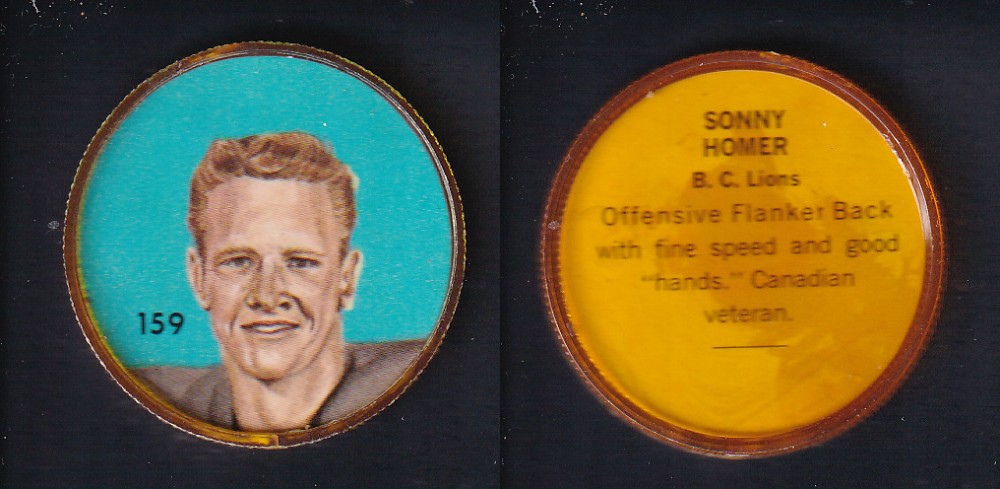 1963 CFL NALLEY'S FOOTBALL COIN #159 S. HOMER photo