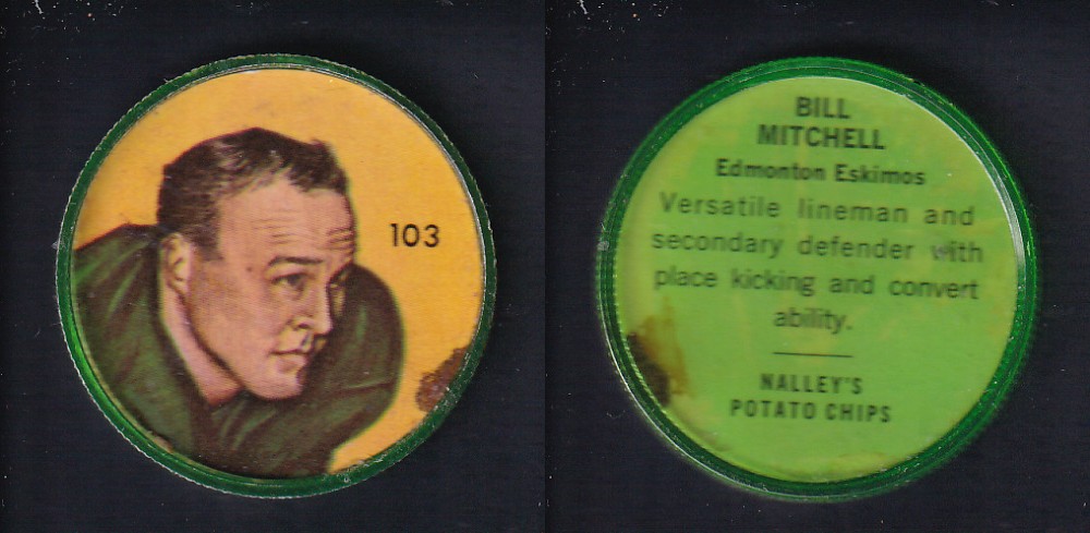 1963 CFL NALLEY'S FOOTBALL COIN #103 B. MITCHELL photo