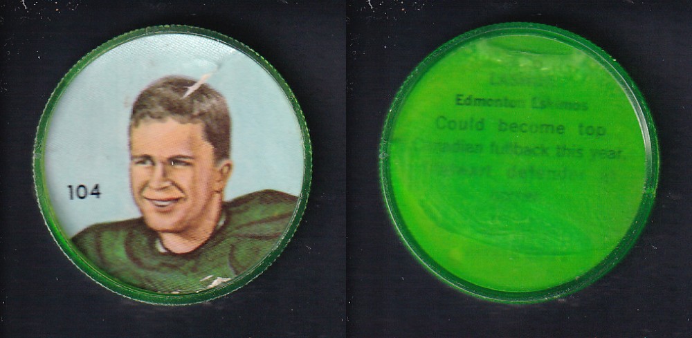 1963 CFL NALLEY'S FOOTBALL COIN #104 M. LASHUK photo