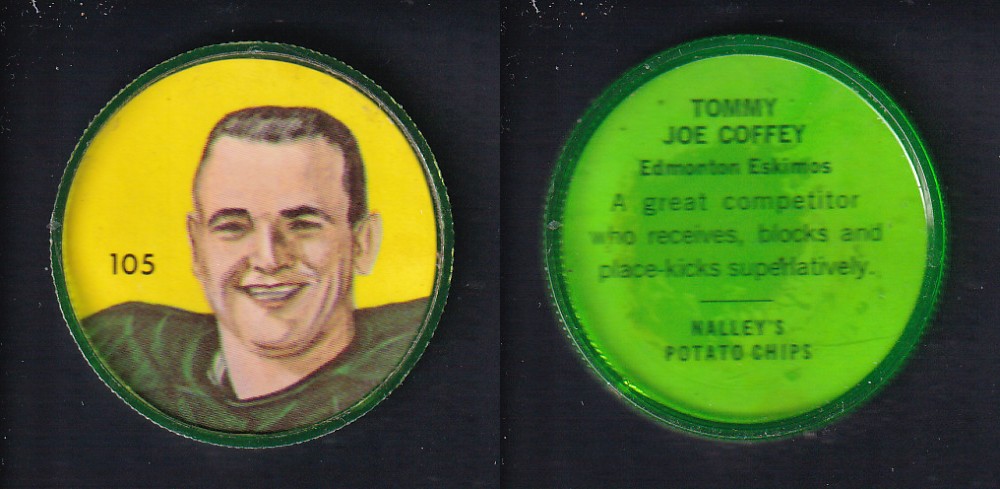 1963 CFL NALLEY'S FOOTBALL COIN #105 T. J. COFFEY photo