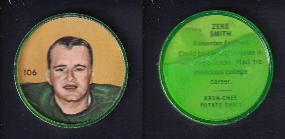 1963 CFL NALLEY'S FOOTBALL COIN #106 Z. SMITH photo
