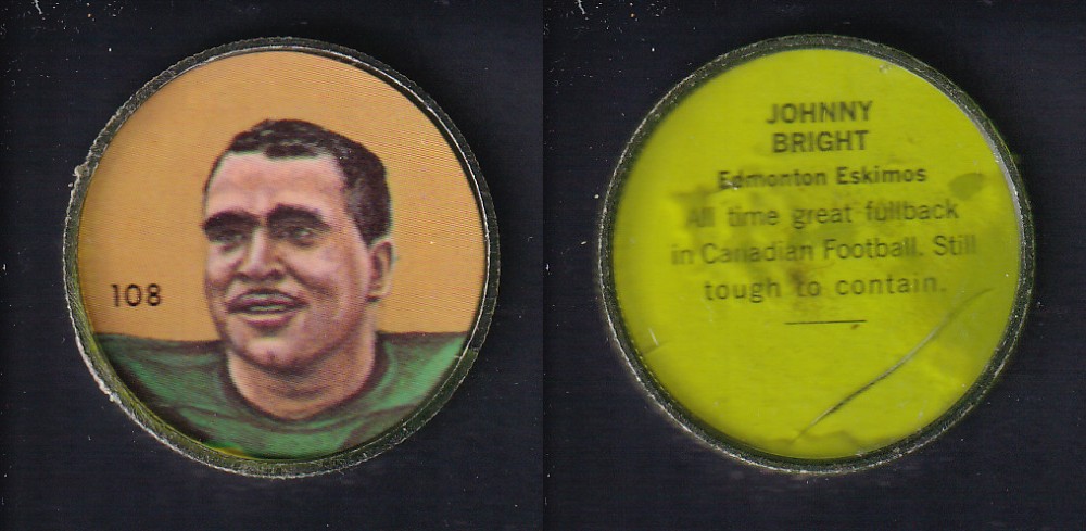 1963 CFL NALLEY'S FOOTBALL COIN #108 J. BRIGHT photo