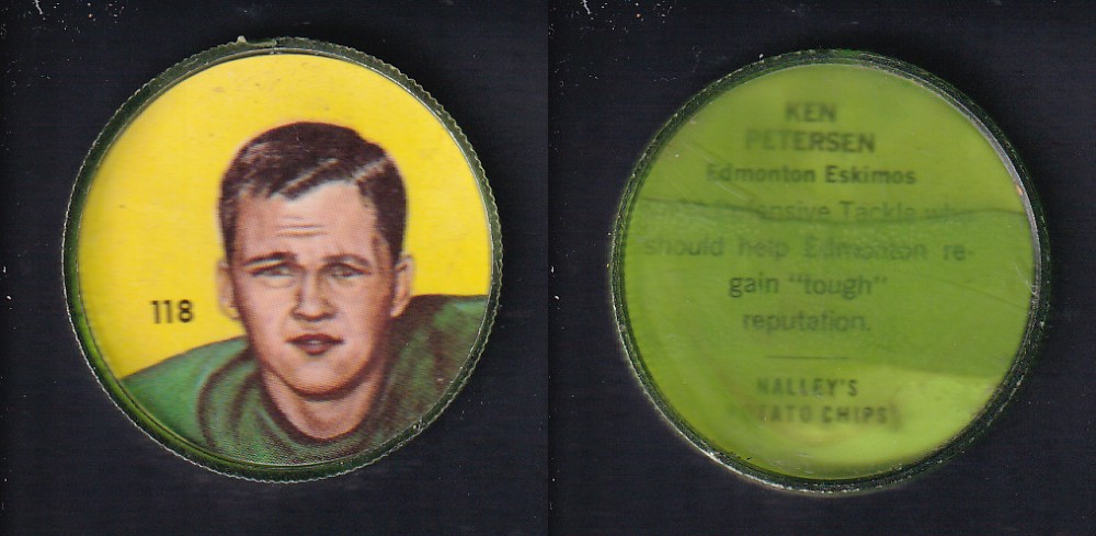 1963 CFL NALLEY'S FOOTBALL COIN #118 K. PETERSON photo