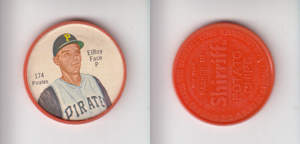 1962 SHIRRIFF BASEBALL COIN #174 E. FACE photo