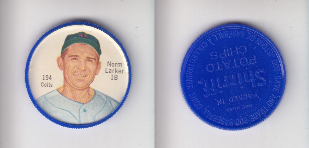 1962 SHIRRIFF BASEBALL COIN #194 N. LARKER photo