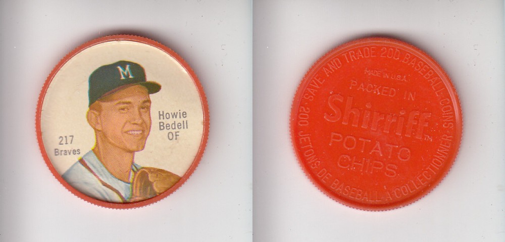 1962 SHIRRIFF BASEBALL COIN #217 H. BEDELL photo