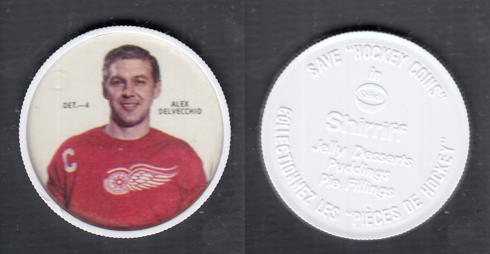 1968-69 SHIRRIFF HOCKEY COIN DET-4 A. DELVECCHIO photo