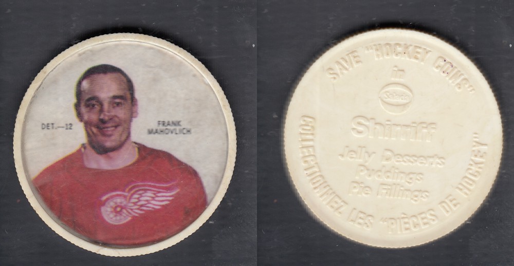 1968-69 SHIRRIFF HOCKEY COIN DET-12 F. MAHOVLICH photo