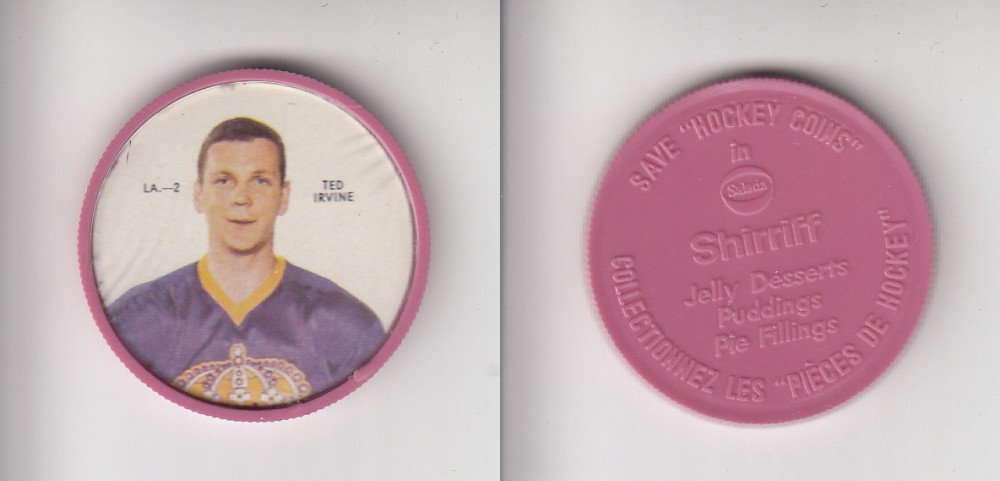 1968-69 SHIRRIFF HOCKEY COIN LA-2 T. IRVINE photo