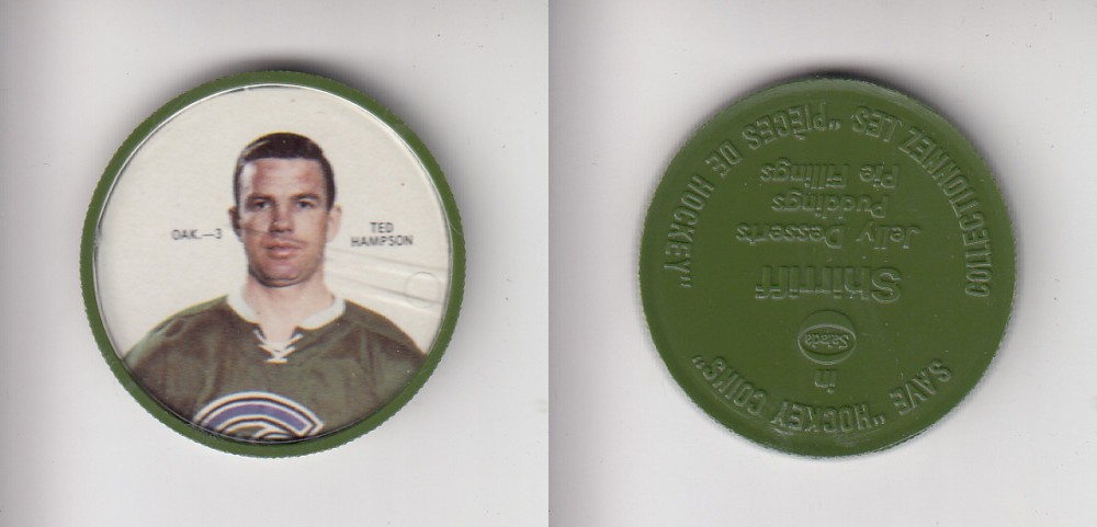 1968-69 SHIRRIFF HOCKEY COIN OAK-3 TED HAMPSON photo