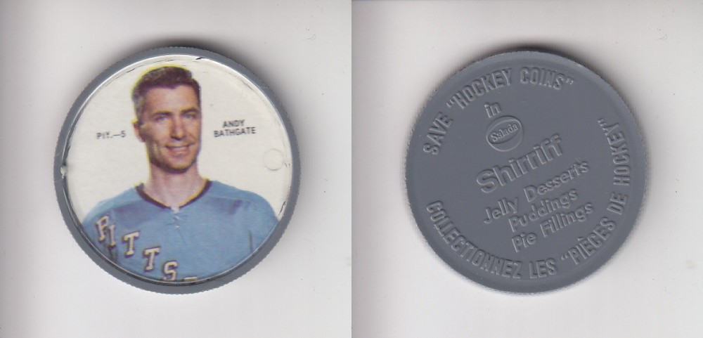 1968-69 SHIRRIFF HOCKEY COIN PIT-5 A. BATHGATE photo