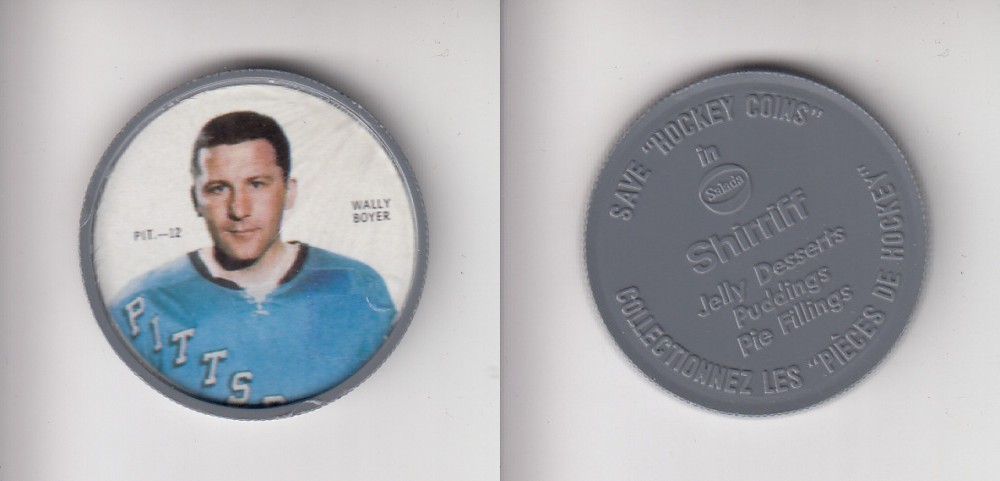 1968-69 SHIRRIFF HOCKEY COIN PIT-12 W. BOYER *SP* photo