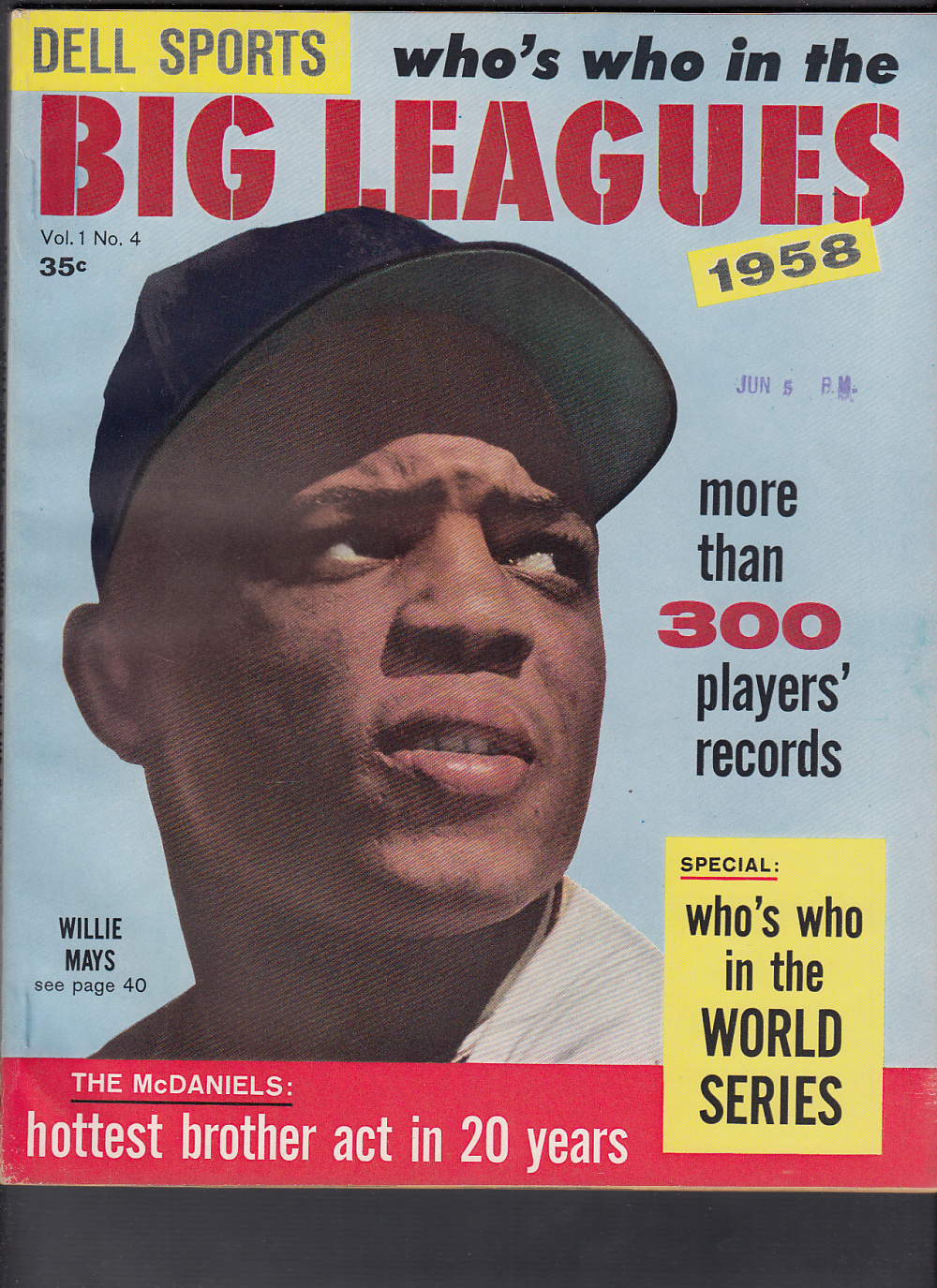 1958 DELL SPORTS FULL MAGAZINE W. MAYS ON COVER photo
