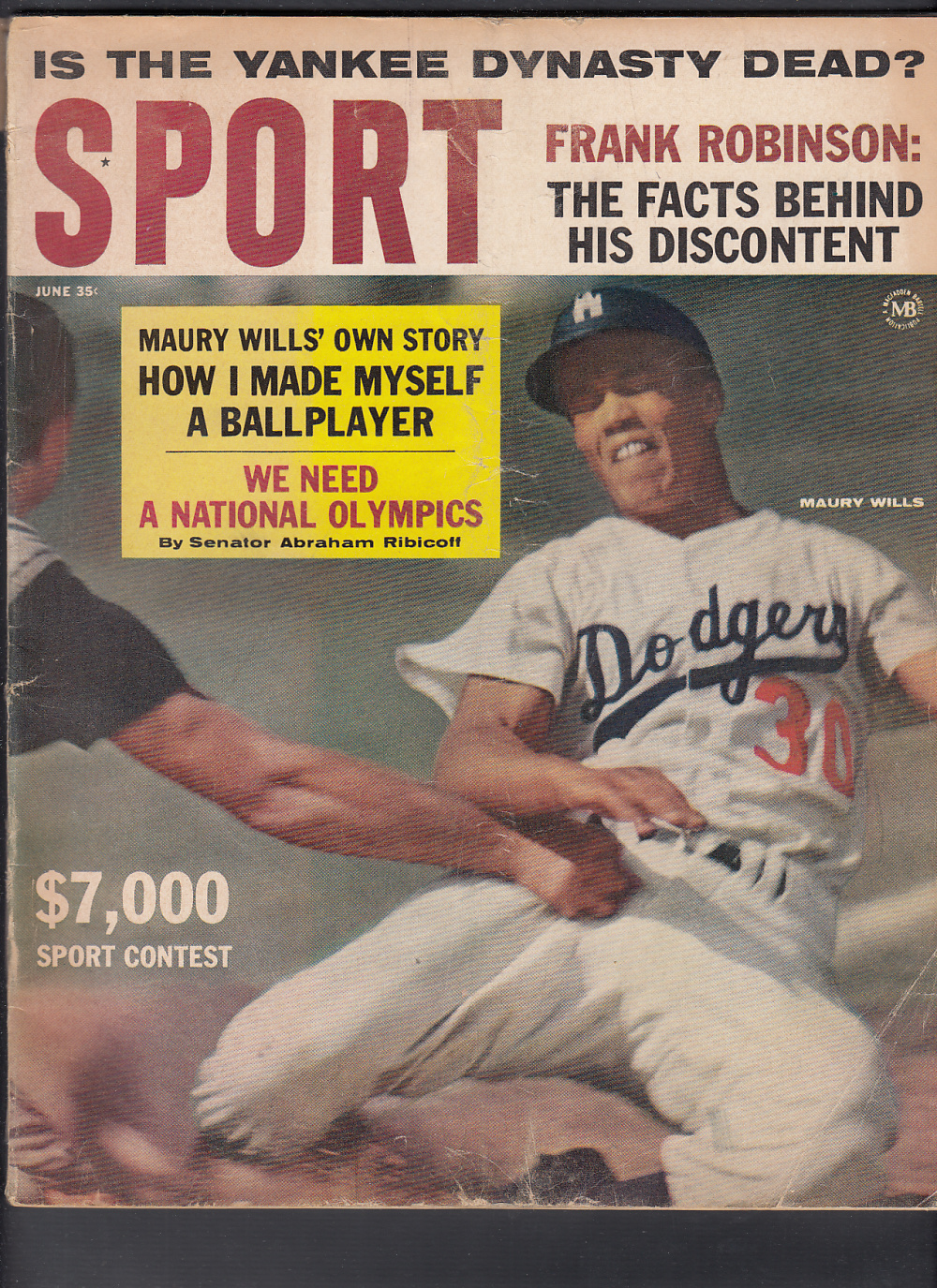 1963 SPORT FULL MAGAZINE M. WILLS ON COVER photo