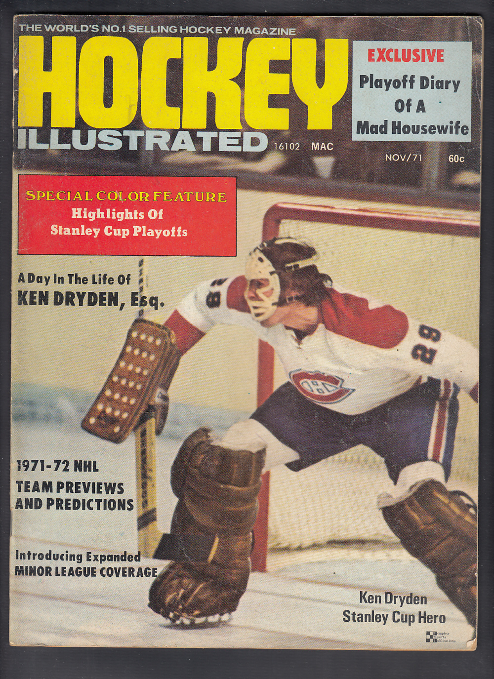 1971 HOCKEY ILLUSTRATED MAGAZINE K. DRYDEN ON COVER photo