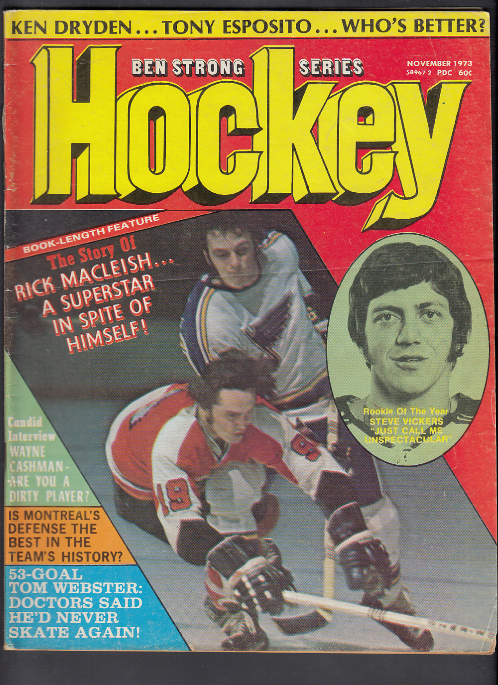 1973 BEN STRONG HOCKEY MAGAZINE S. VICKERS ON COVER photo