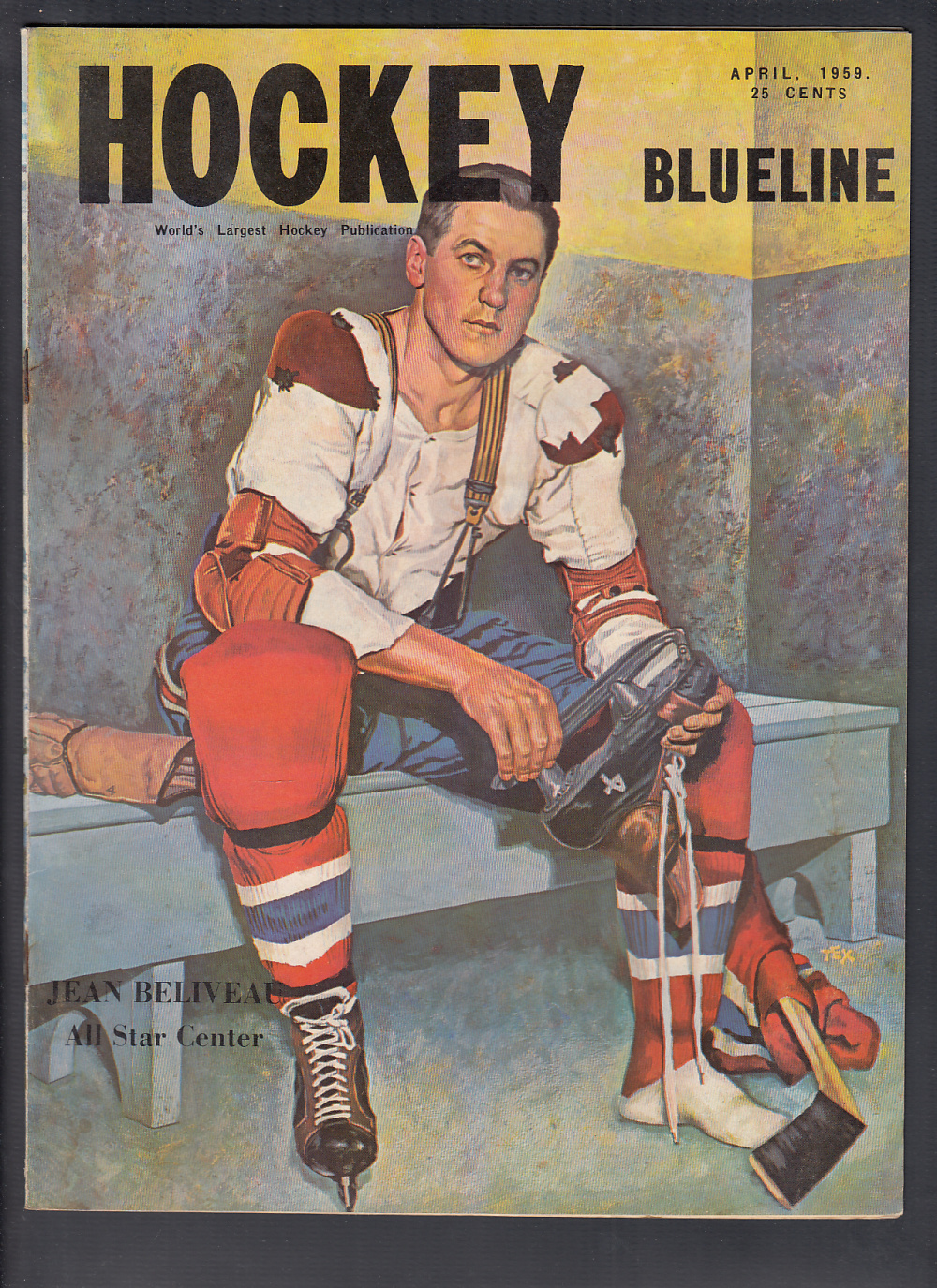 1959 BLUELINE HOCKEY MAGAZINE J. BELIVEAU ON COVER photo