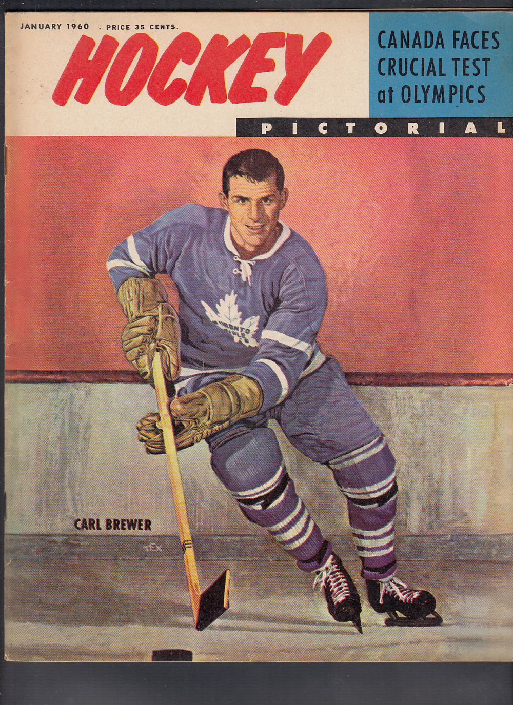 1960 HOCKEY PICTORIAL MAGAZINE C. BREWER ON COVER photo