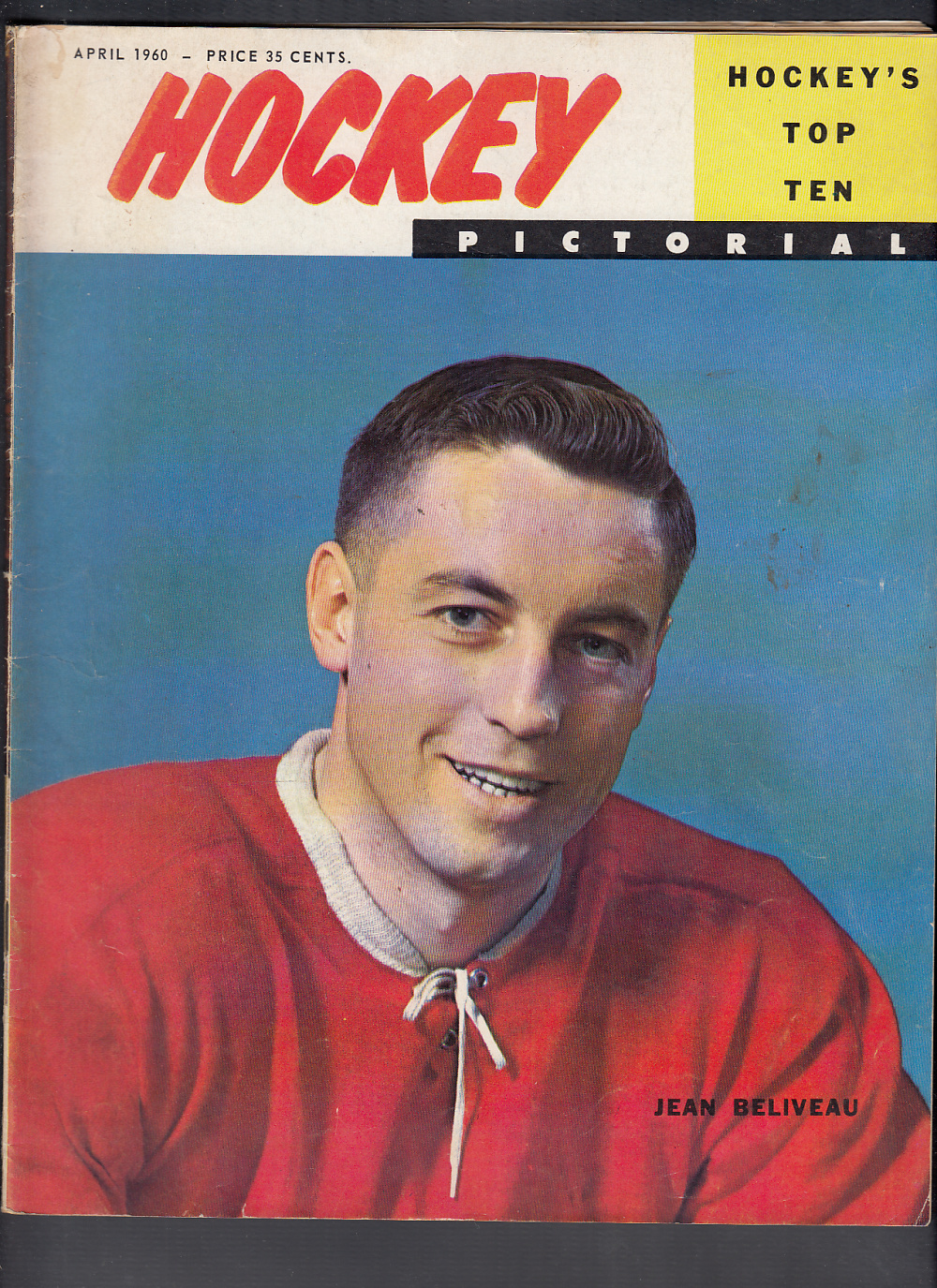1960 HOCKEY PICTORIAL MAGAZINE J. BELIVEAU ON COVER photo