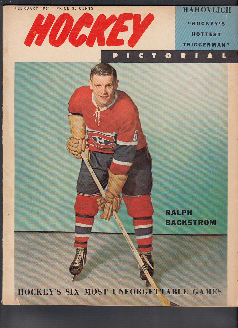 1961 HOCKEY PICTORIAL MAGAZINE R. BACKSTROM ON COVER photo