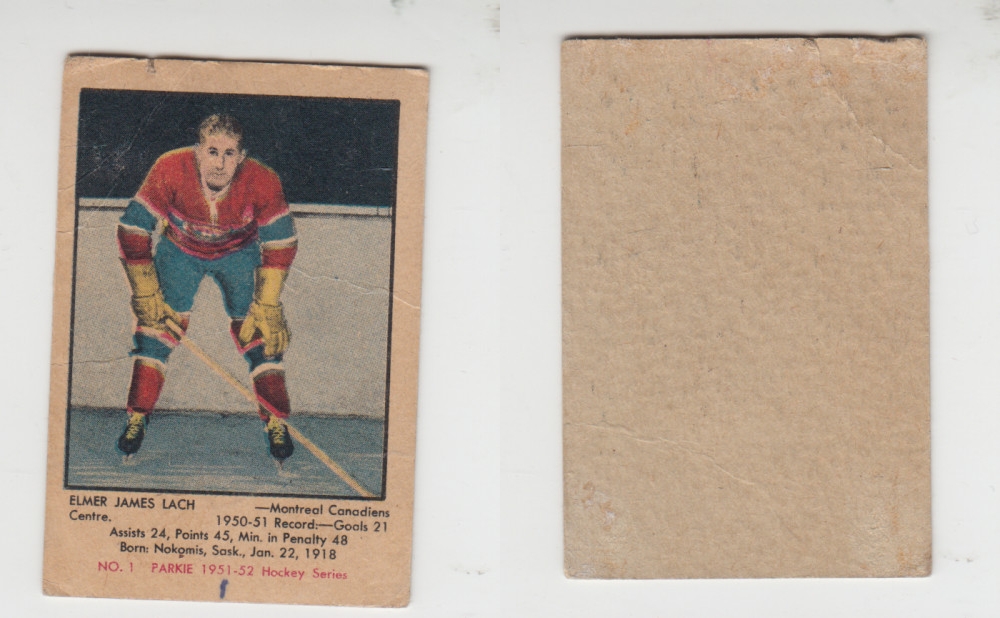 1951-52 PARKHURST HOCKEY CARD #1 E. LACH photo