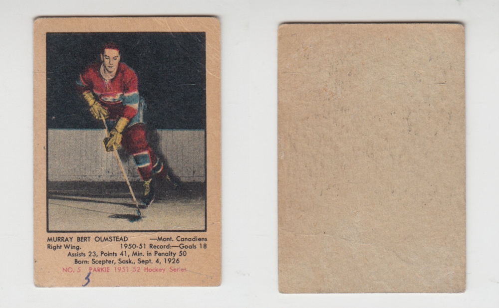 1951-52 PARKHURST HOCKEY CARD #5 M. OLMSTEAD photo