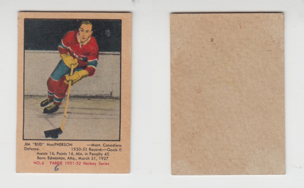 1951-52 PARKHURST HOCKEY CARD #6 J. MacPHERSON photo