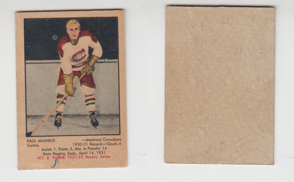 1951-52 PARKHURST HOCKEY CARD #8 P. MASNICK photo