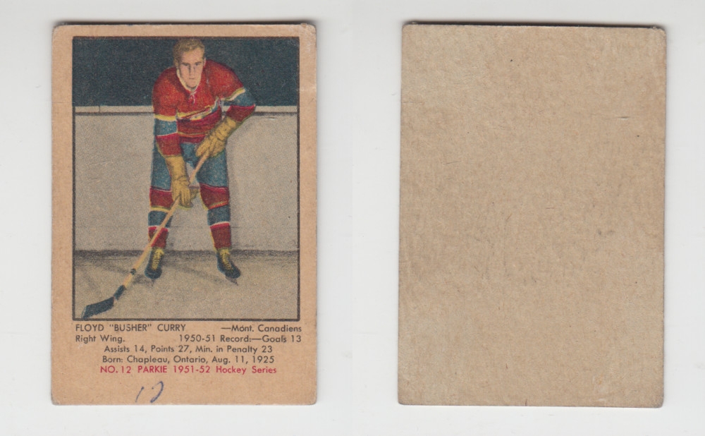 1951-52 PARKHURST HOCKEY CARD #12 F. CURRY photo